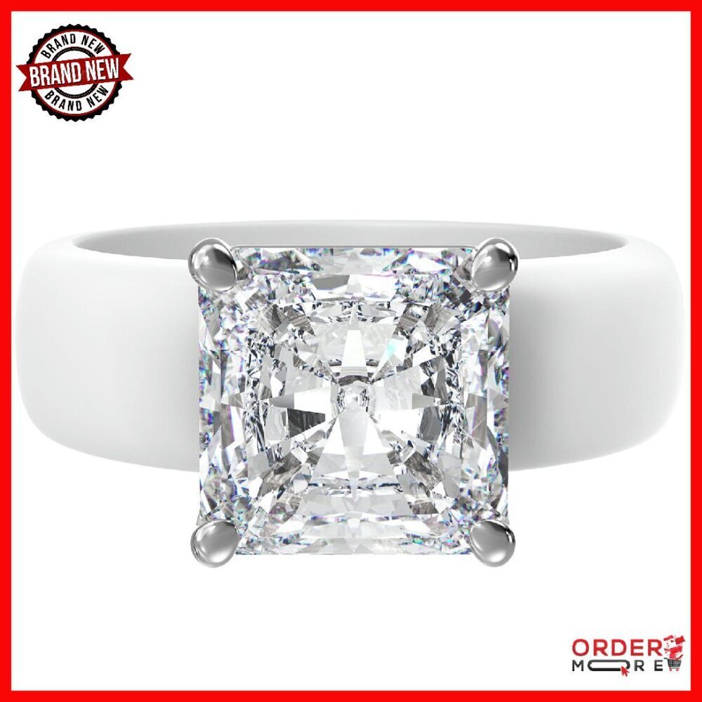 Size 7 Silicone Engagement Ring with Princess Cut Cubic Zirconia